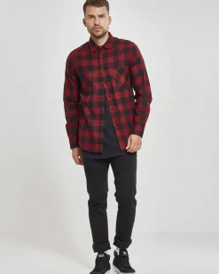 Urban Classics Checked ruutupaita - Musta/Burgundi Hot