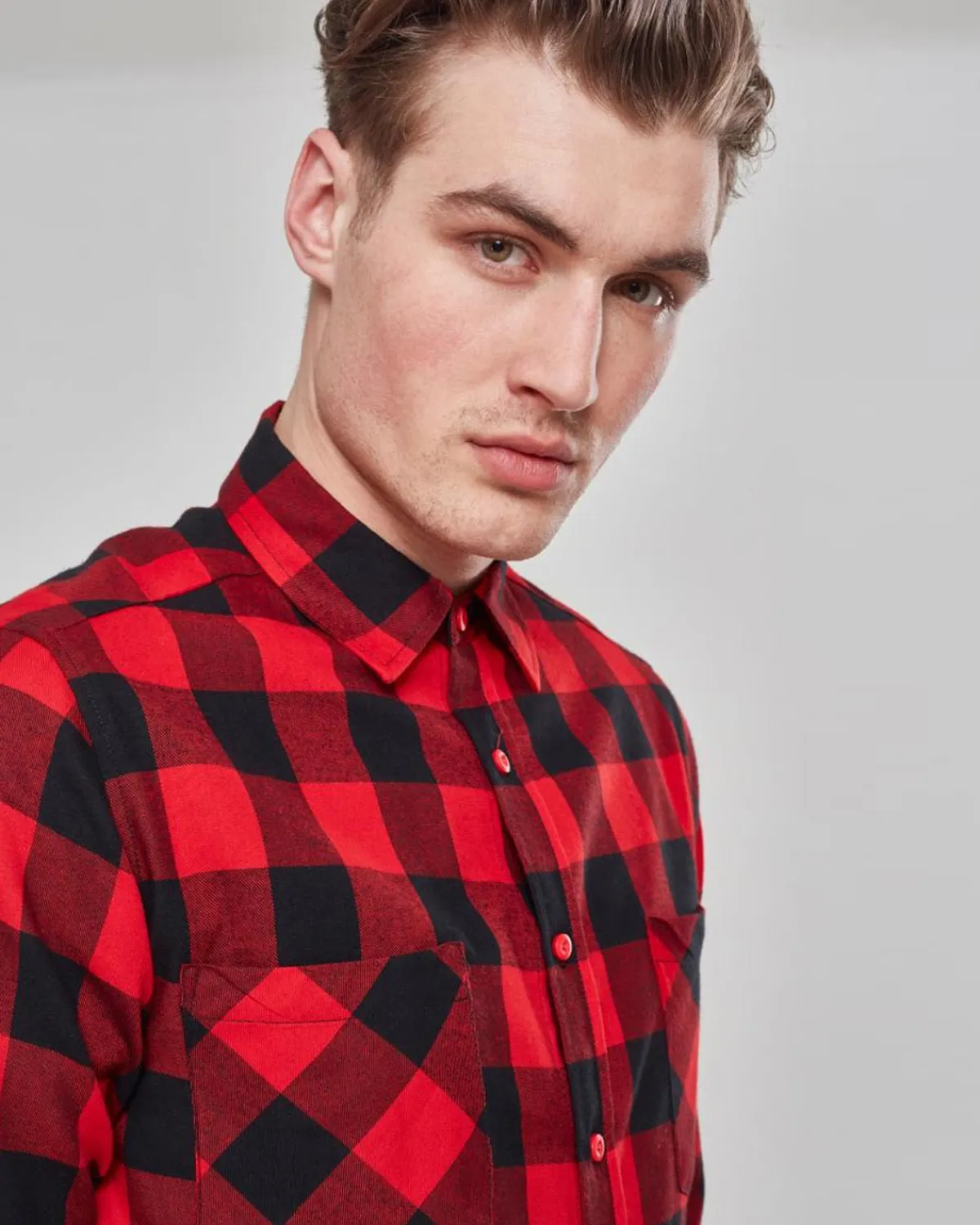 Urban Classics Checked ruutupaita - Musta/Punainen Online