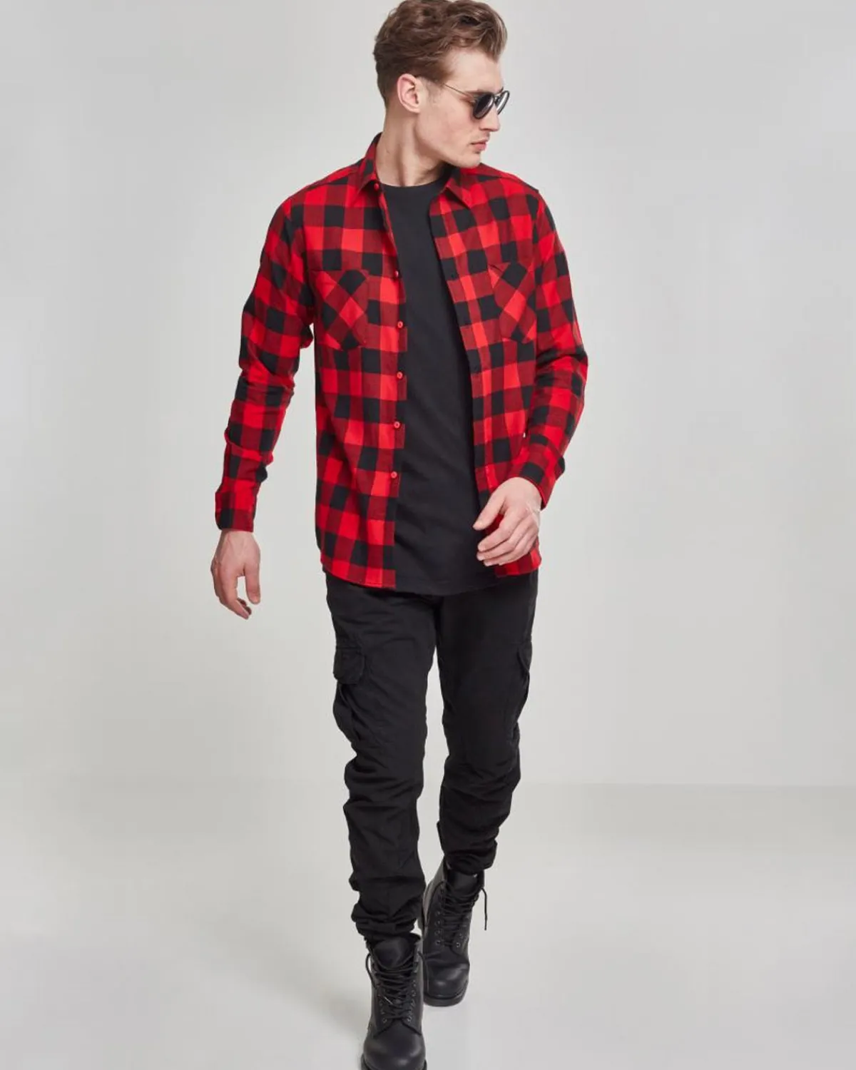 Urban Classics Checked ruutupaita - Musta/Punainen Online