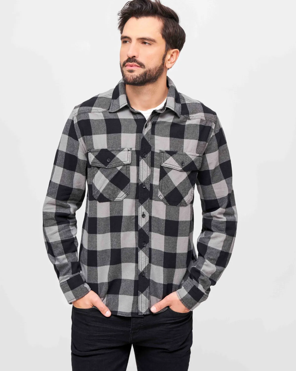 Brandit Check flanellipaita - Musta/Tumman Harmaa Clearance