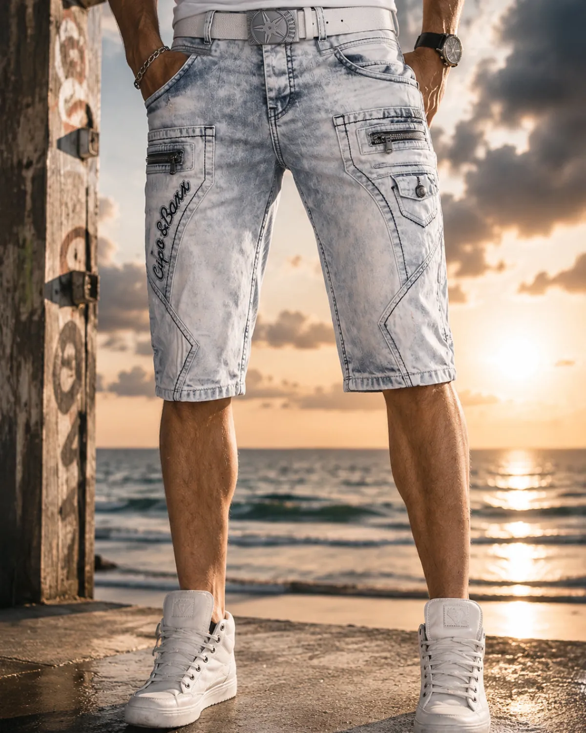 Cipo & Baxx CK131 Decan farkkushortsit - Vaaleansininen Discount