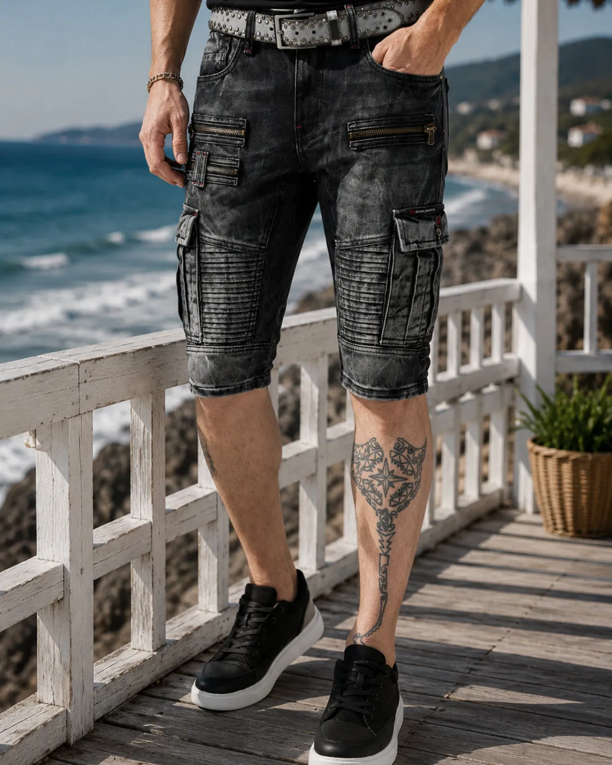 Cipo & Baxx CK295 Jensen farkkushortsit - Tummanharmaa Discount