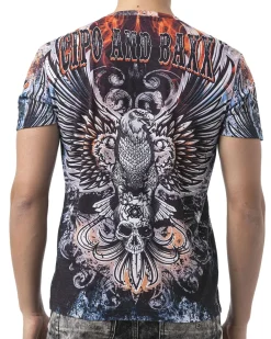 Cipo & Baxx CT818 Eagle Skull t-paita - Sininen Discount