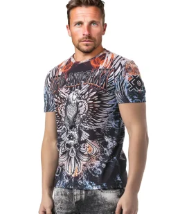Cipo & Baxx CT818 Eagle Skull t-paita - Sininen Discount