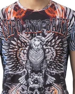 Cipo & Baxx CT818 Eagle Skull t-paita - Sininen Discount