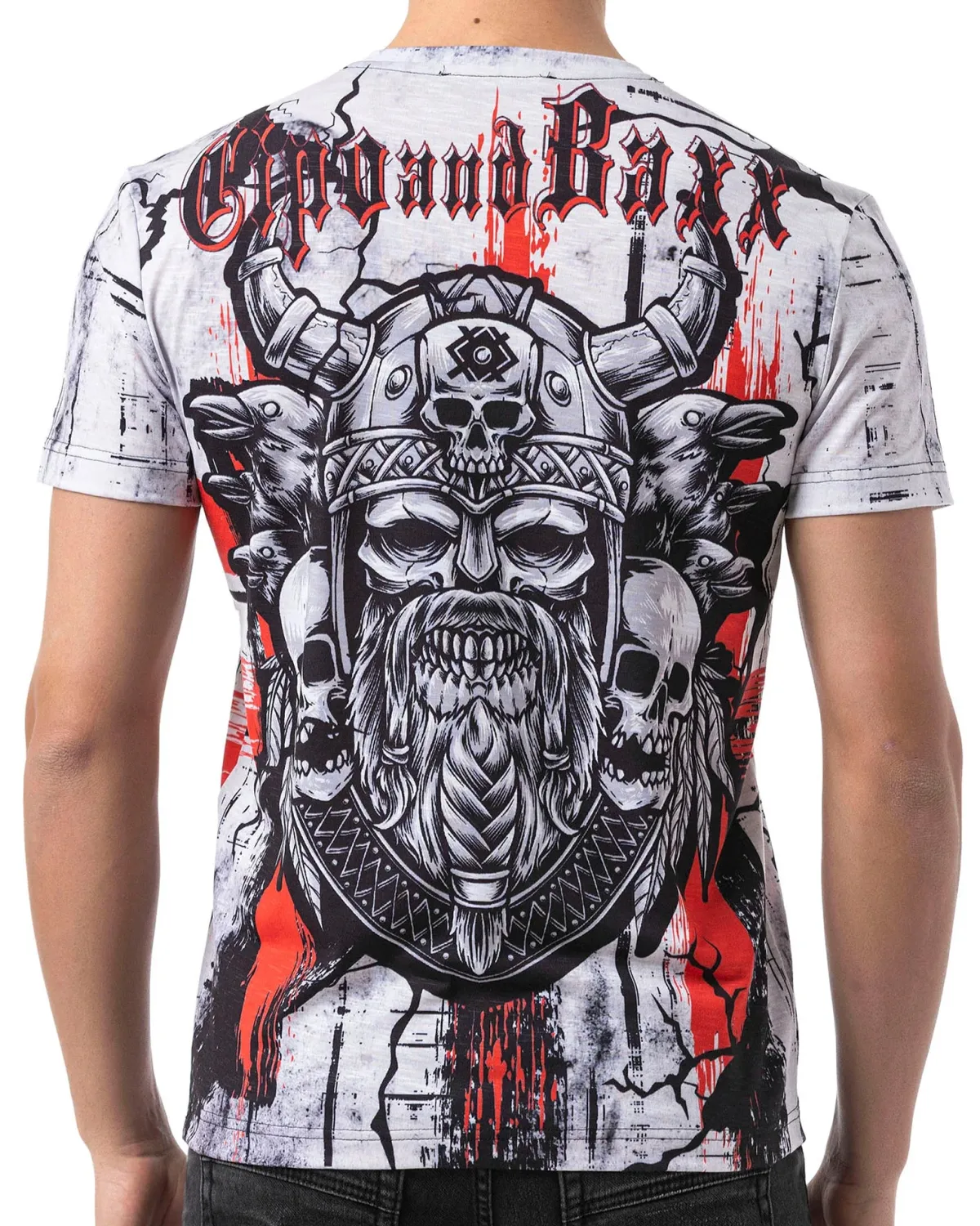 Cipo & Baxx CT819 Viking Skull t-paita - Valkoinen Hot