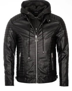 Disturb Clothing Eagle keinonahkatakki - Musta Discount