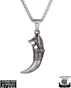 Northern Viking Jewelry Fenrir Wolf Head kaulakoru - Teräs Best