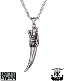 Northern Viking Jewelry Fenrir Wolf Tooth kaulakoru - Teräs Clearance