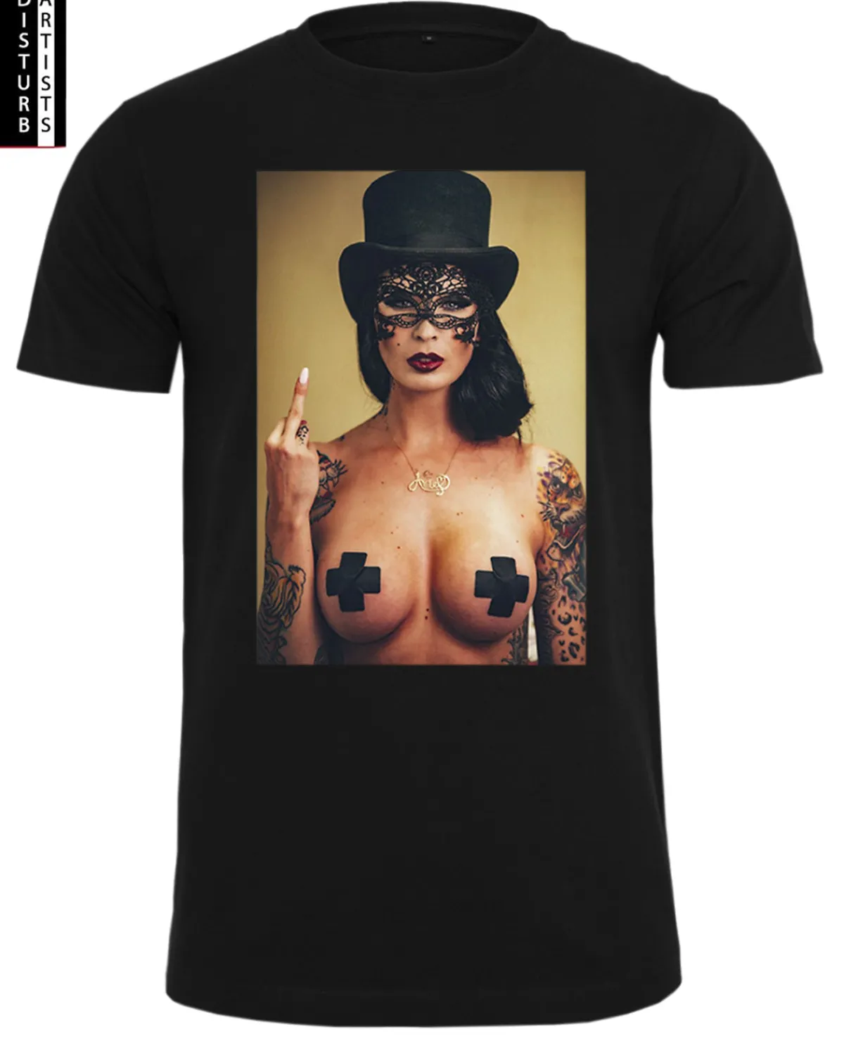 Disturb Artists Sini Ariell Fuck You in color t-paita - Musta Online