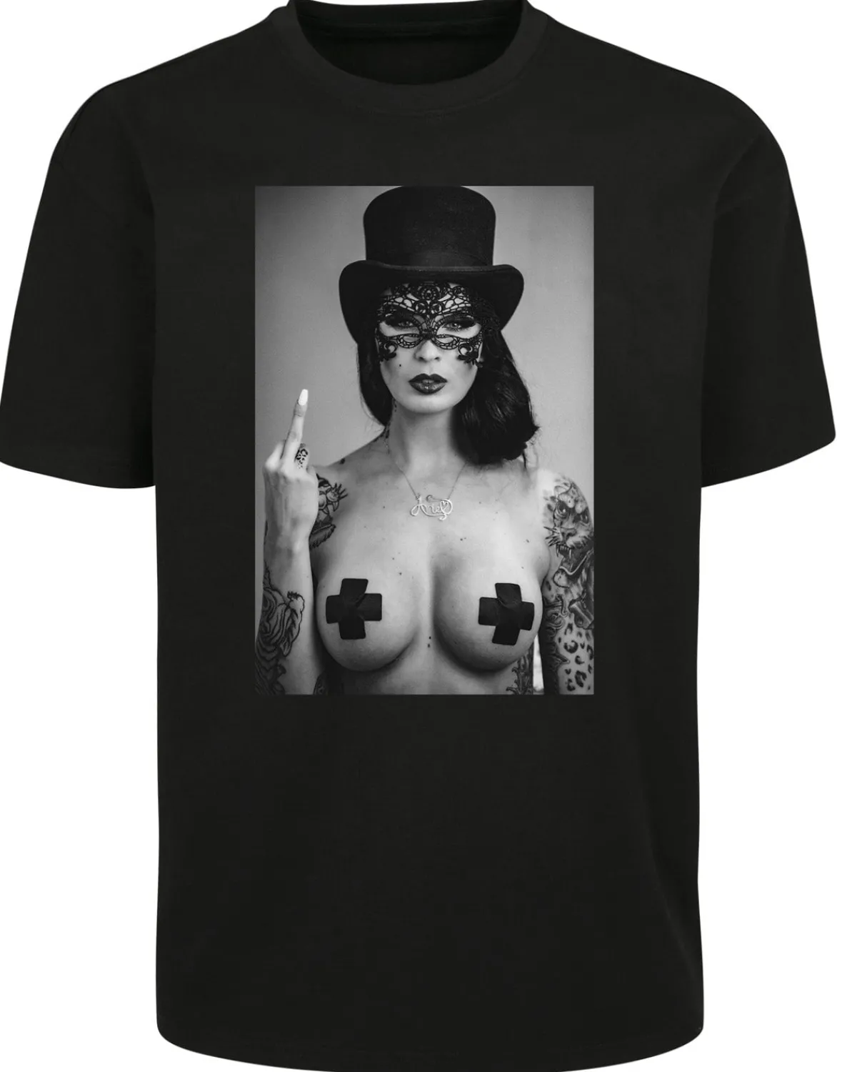 Disturb Artists Sini Ariell Fuck you Oversize t-paita - Musta New