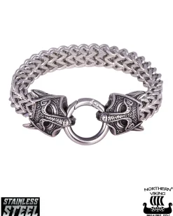 Northern Viking Jewelry Guardian Wolf rannekoru - Teräs New