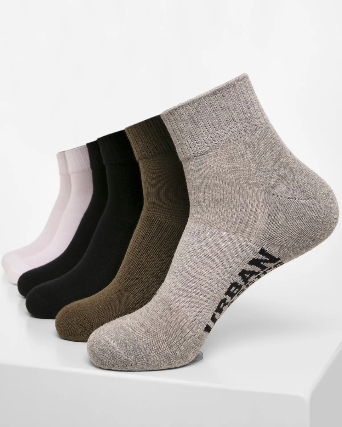 Urban Classics High sneaker sukat 6-pack - Musta/Valkoinen//Khaki Harmaa Clearance