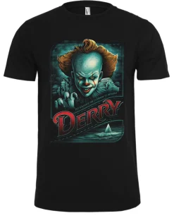 Print Shirt IT- Pennywise in Derry t-paita - Musta Online