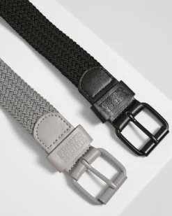 Urban Classics Joustava vyö 2-pack - Musta/Harmaa
