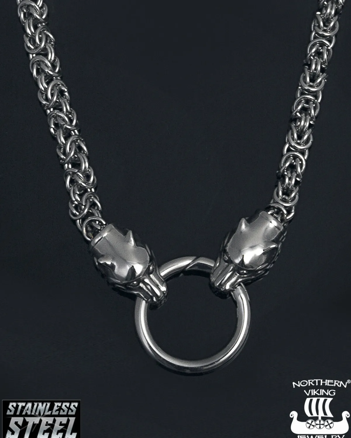 Northern Viking Jewelry Kuningasketju Sudenpäillä kaulakoru - Teräs Outlet