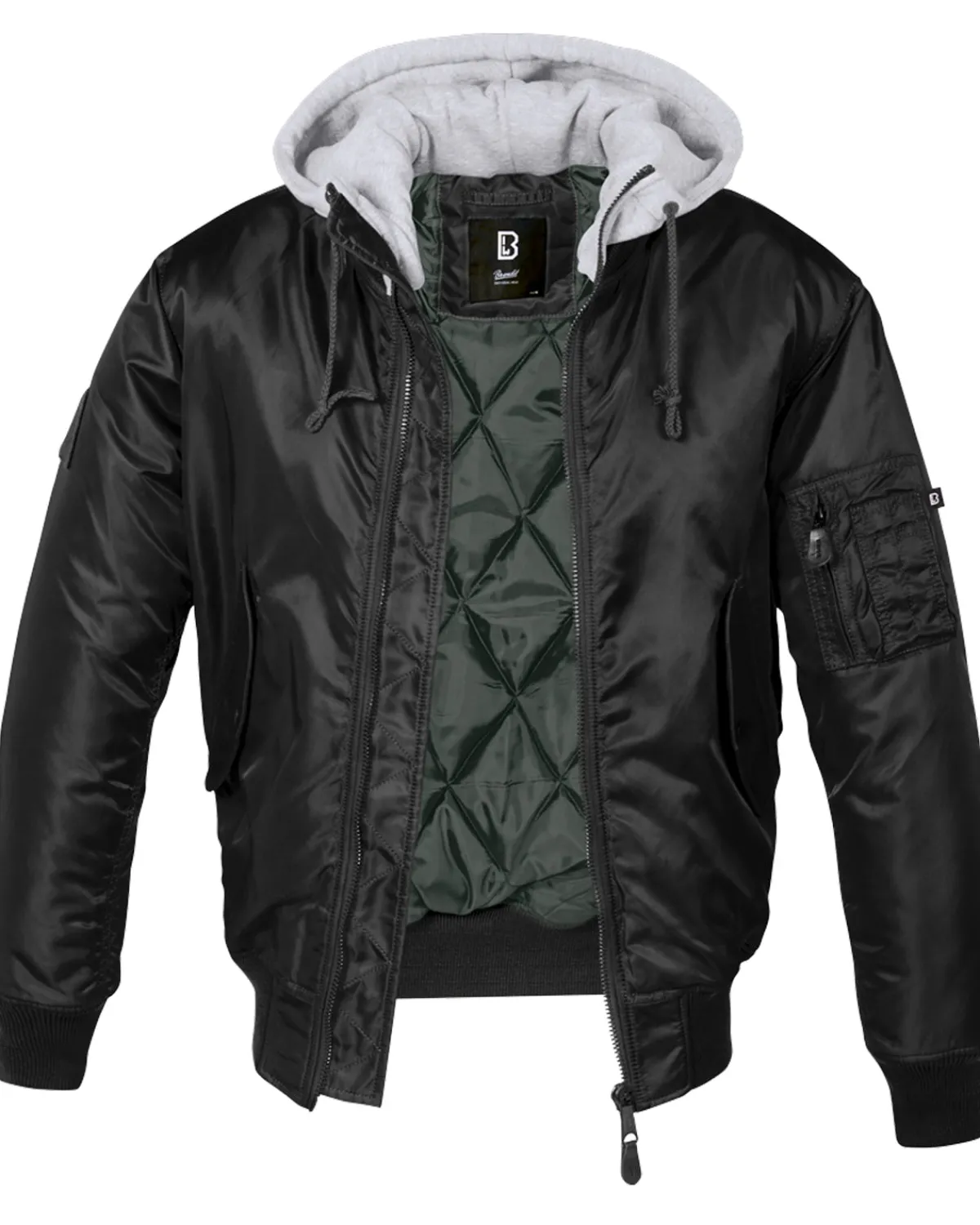 Brandit MA1 hooded bombertakki - /Harmaa Musta