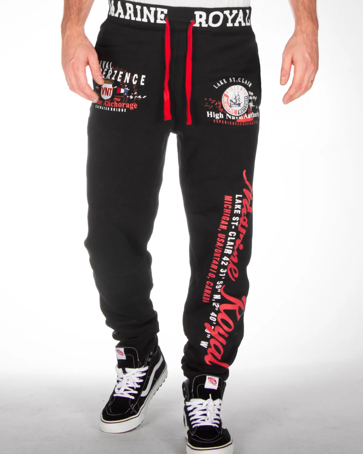 Disturb Clothing Marine royal collegehousut - /Punainen Musta Clearance
