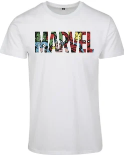 Urban Classics Marvel logo t-paita - Valkoinen Sale