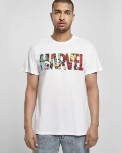 Urban Classics Marvel logo t-paita - Valkoinen Sale