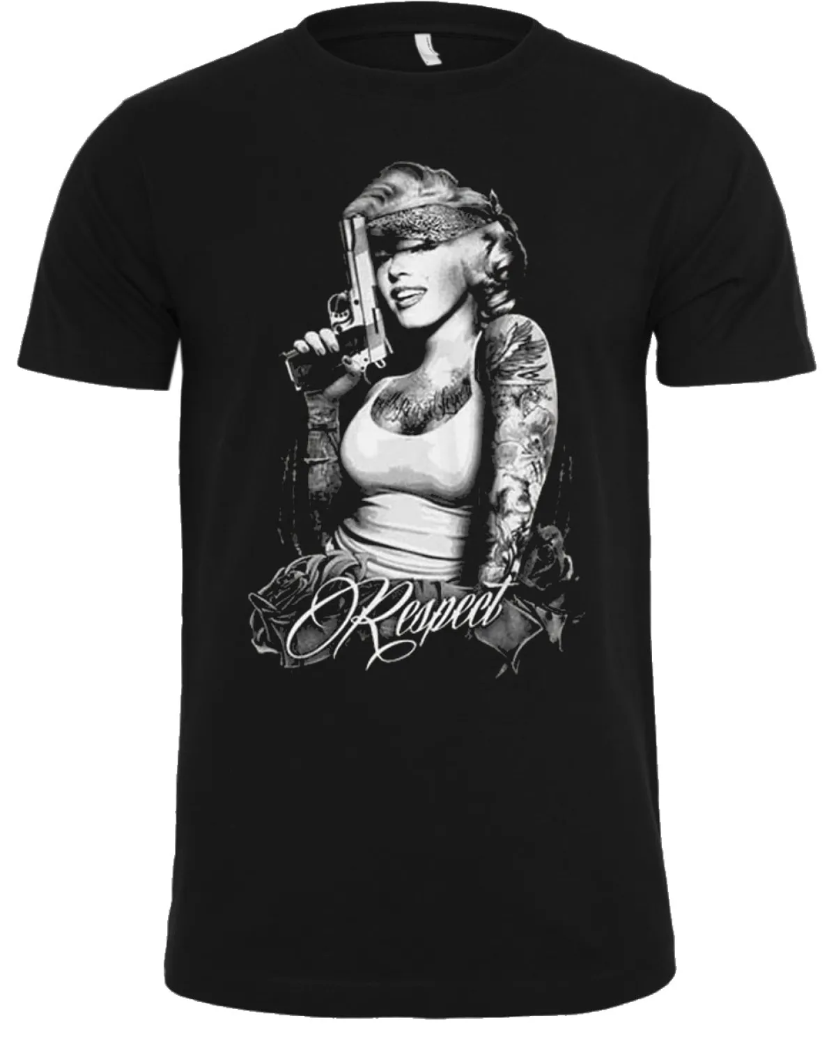 Print Shirt Monroe respect t-paita - Musta New