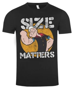 Print Shirt Popeye Size Matters t-paita - Musta Clearance