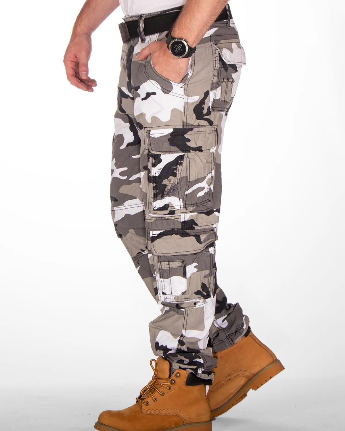 Brandit Pure slim reisitaskuhousut - Valkoinen camo Urban New