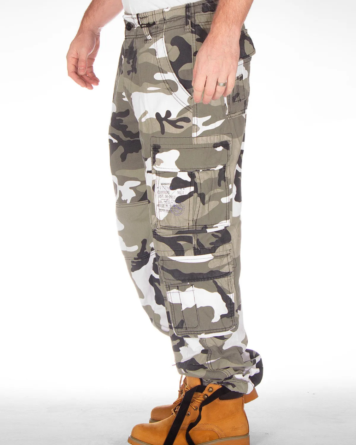 Brandit Pure vintage reisitaskuhousut - Valkoinen Camo Online