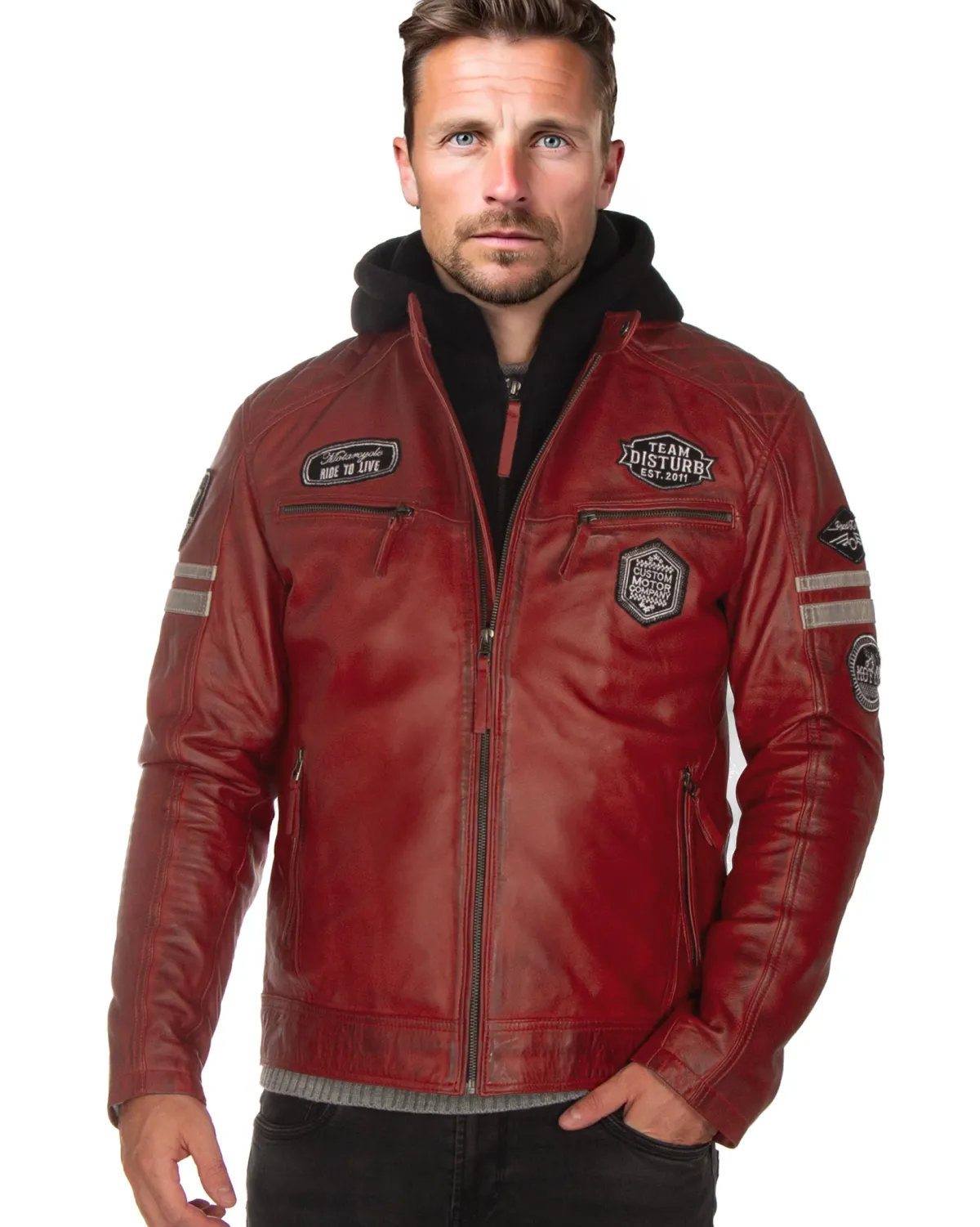 Disturb Clothing Rebel nahkatakki - Punainen New