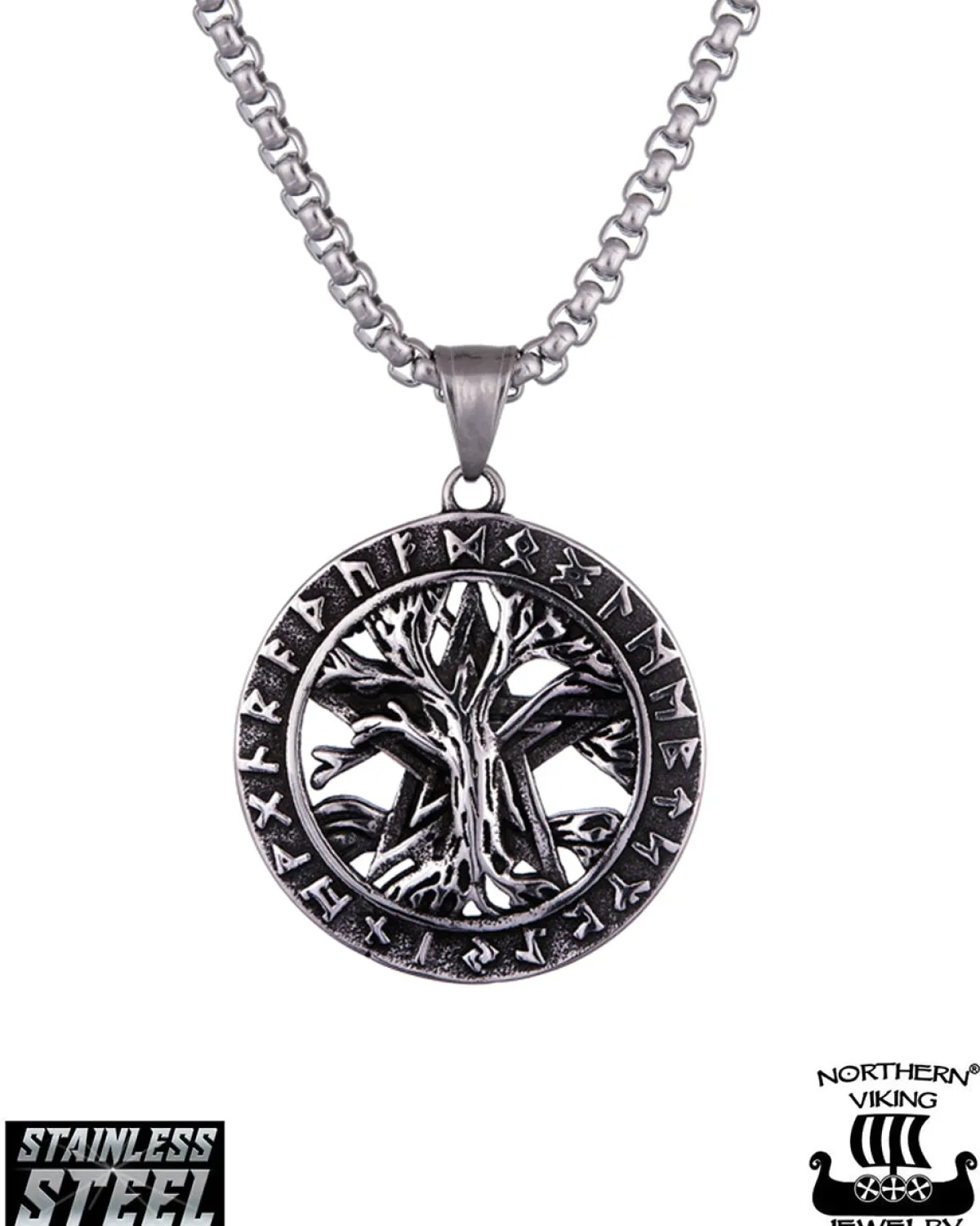 Northern Viking Jewelry Riimu Tree Of Life kaulakoru - Teräs Outlet