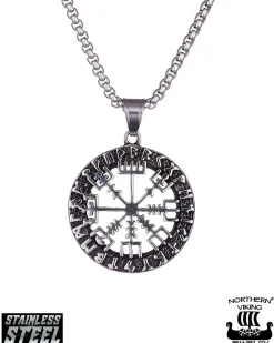 Northern Viking Jewelry Riimu Viikinkikompassi kaulakoru - Teräs Clearance