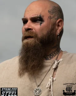 Northern Viking Jewelry Riimu Viikinkikompassi kaulakoru - Teräs Clearance