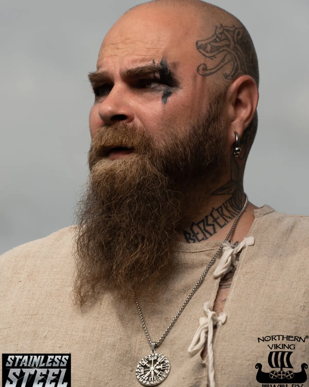 Northern Viking Jewelry Riimu Viikinkikompassi kaulakoru - Teräs Clearance