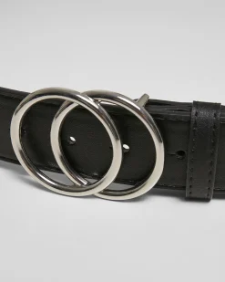 Urban Classics Ring buckle keinonahkavyö - /Hopea Musta New