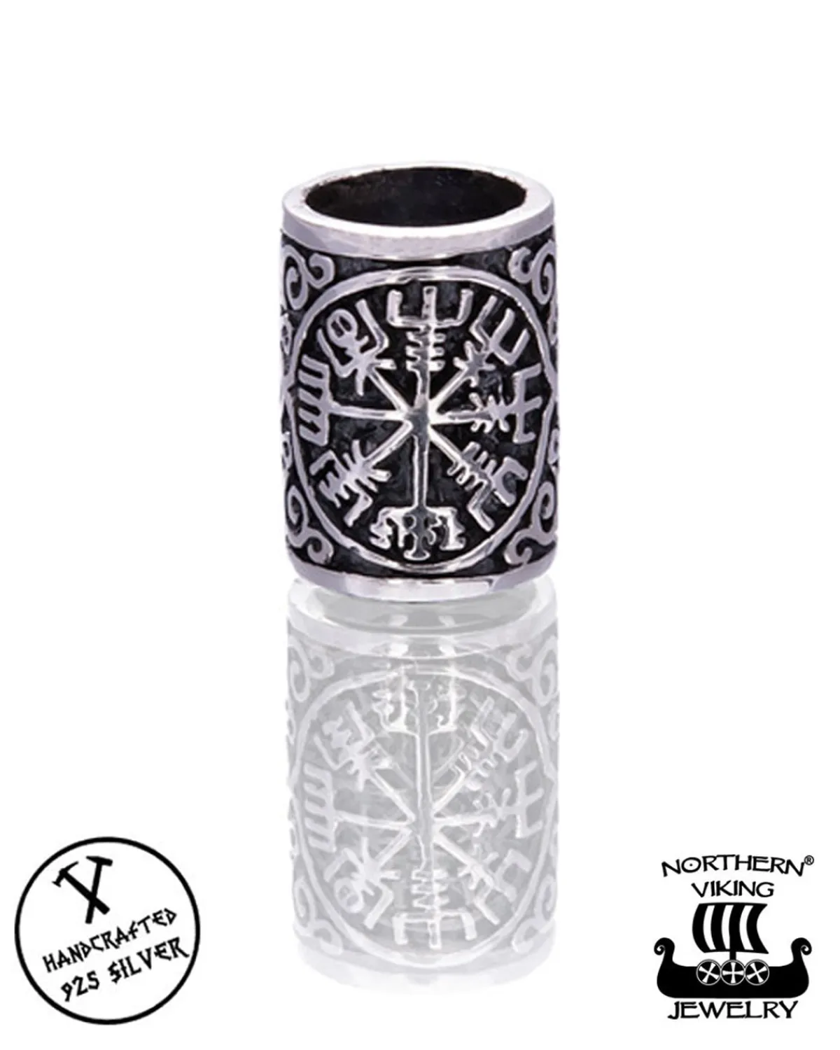 Northern Viking Jewelry Silver Vegvisir partakoru - Hopea Hot