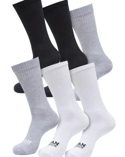 Urban Classics Simple Flat sukat 6-pack - Musta/Valkoinen/ Harmaa Online