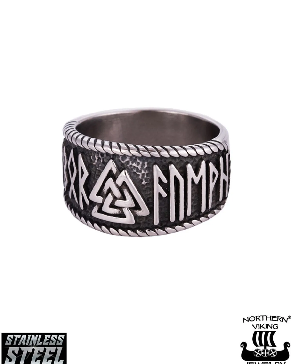 Northern Viking Jewelry Steel Valknut sormus - Teräs Outlet