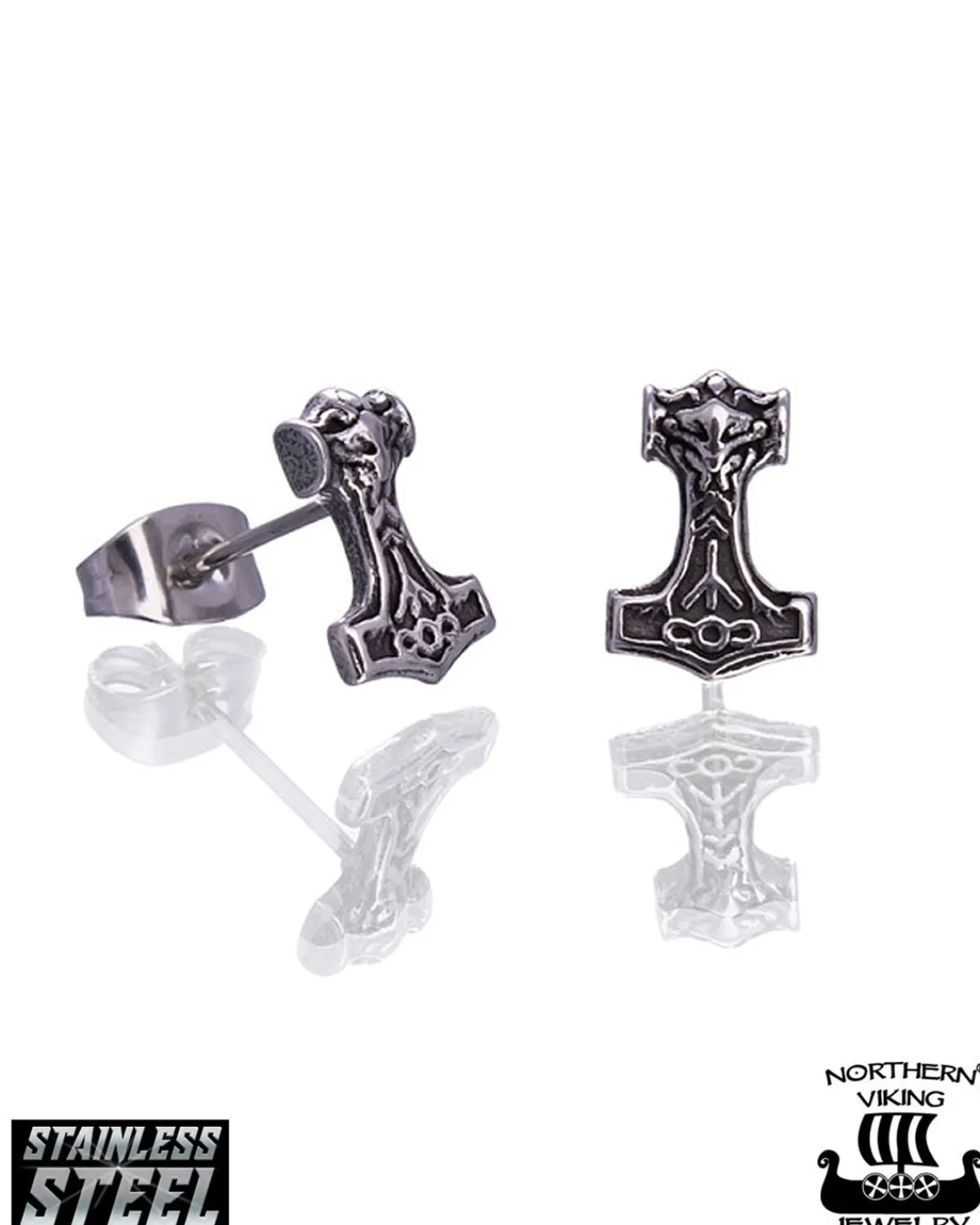 Northern Viking Jewelry Thor's Hammer korvakorut - Teräs Best