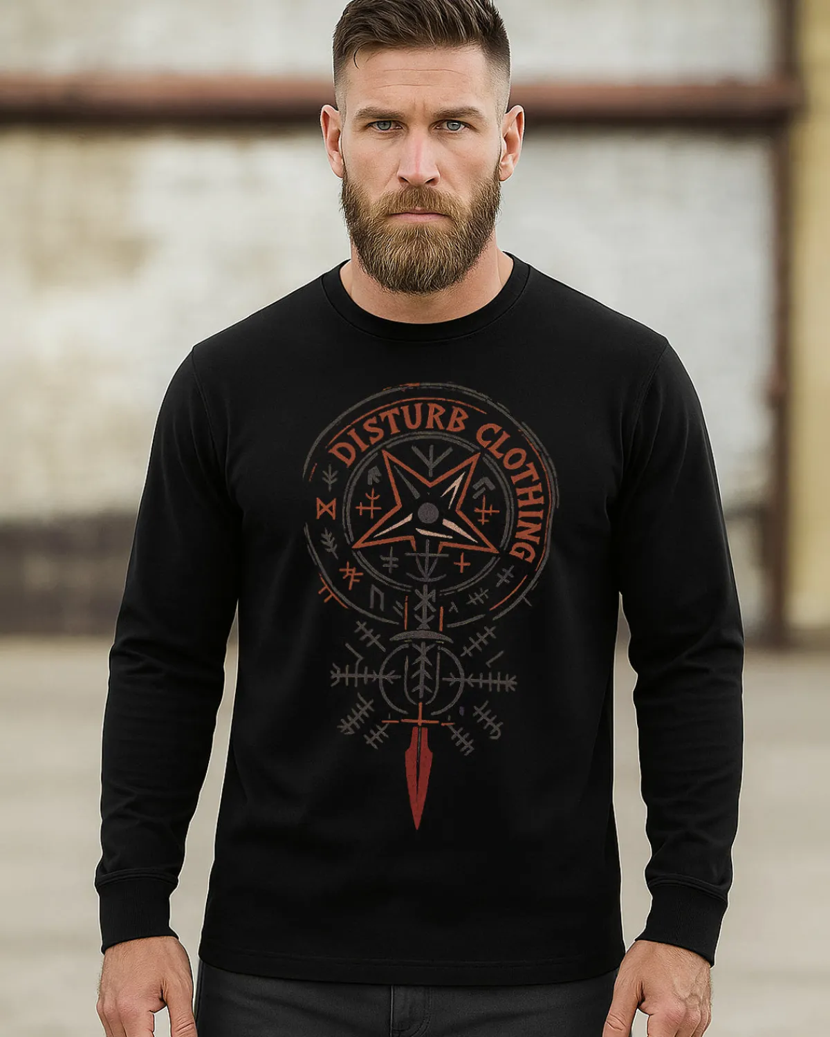 Disturb Clothing Viking Star pitkähihainen - Musta Best